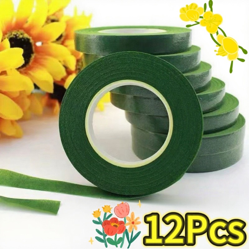 Floral Tape Green - 1-12Rolls Yeşil Buket Çiçek Bant Kendinden